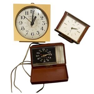 Lot of 3 Vintage MCM Clocks Alarm Bradley GE Yantar USSR